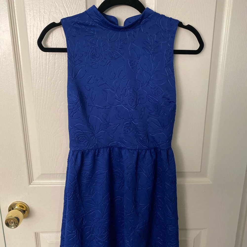 Above the knee length blue dress!